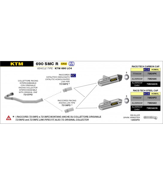 Arrow Silencioso Race-Tech de aluminio Dark» fondo en carbono» 72624AKN